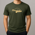 Green t-shirt with 'The Emerald Isle Munstrat' logo - slang for Montserrat